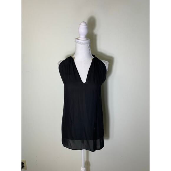 Ramy Brook Black Trapeze Tank with Gold Metal Collar Sz S - Picture 1 of 4